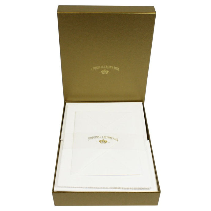 Original Crown Mill Golden Line Gift Box - White Deckled Paper