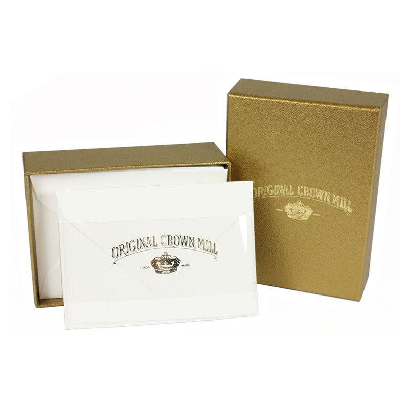 Original Crown Mill Golden Line Gift Box - White Deckled Cards